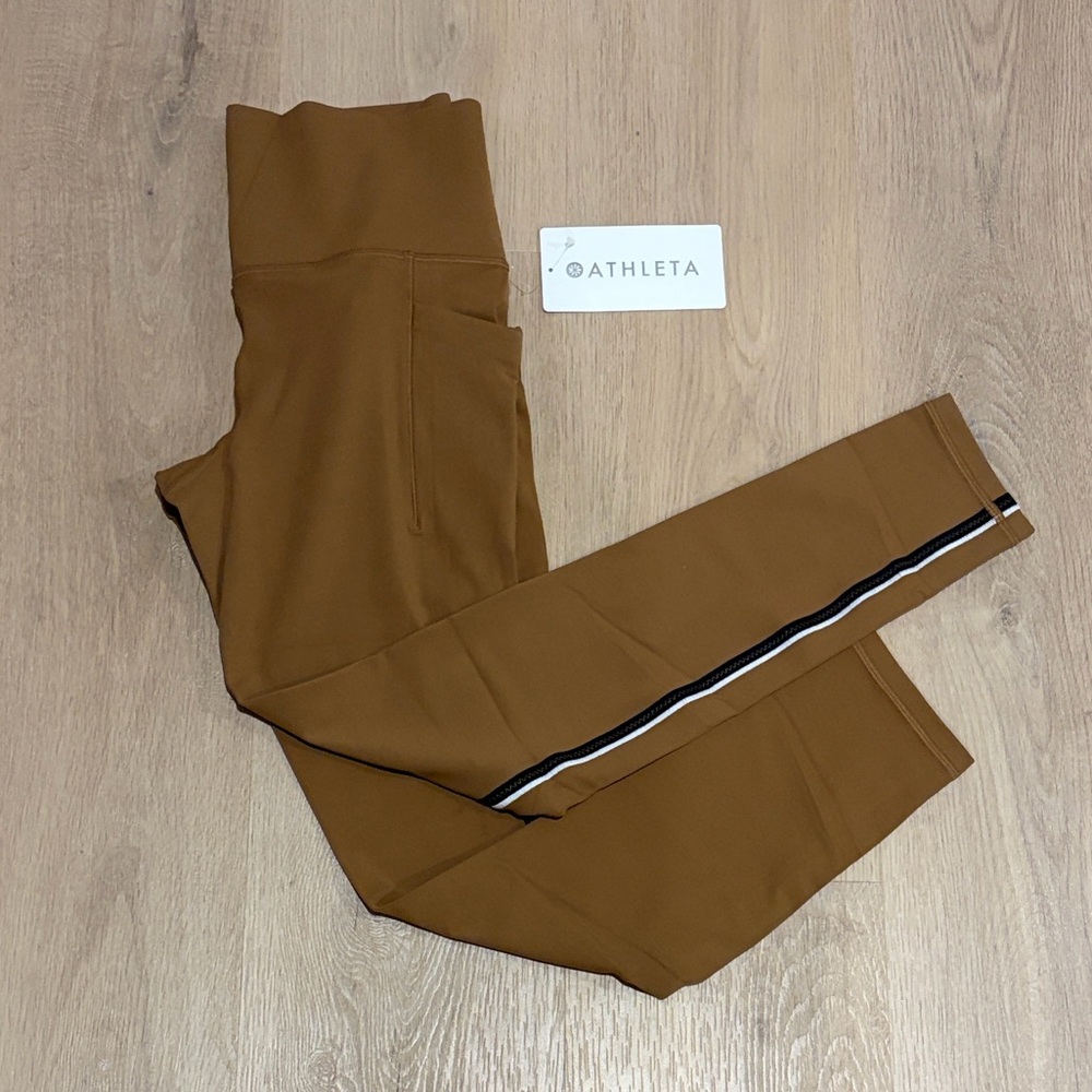 NWT Athleta Brown Salutation Stash High Rise Tipped Legging Size Small